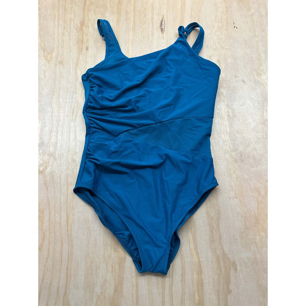 Miraclesuit Azura One Piece Swimsuit Blue Mesh Wrap Ruched 6516624 Womens 16